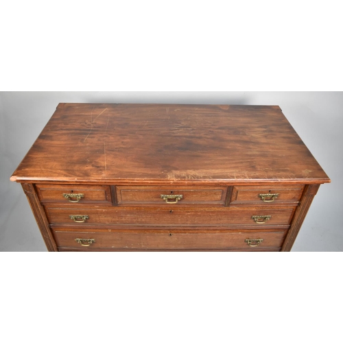 606 - An Edwardian Chest of Three Short and Three Graduated Long Drawers, Somewhat Scratched Top, 114cms W... 