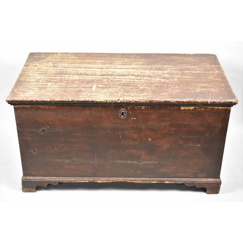 638 - A Stained Pine Lift Top Coffer Chest, 90cms Wide