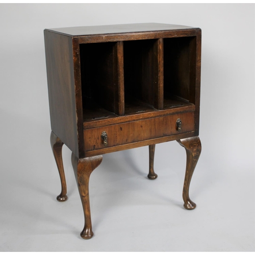 137 - A Mid 20th Century Walnut Book Magazine and Newspaper Cabinet with Single Long Drawer, 46cm wide