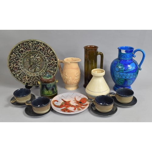 476 - A Collection of Various Glazed Items to comprise relief Charger, Stoneware Plate, Studio Pottery Ite... 