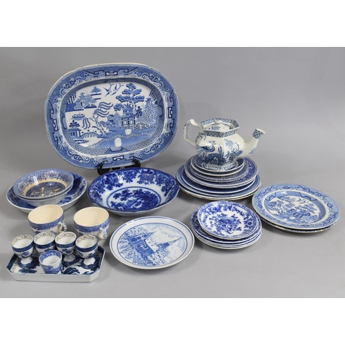 479 - A Collection of various Blue and White to comprise Teapot, Plates, Bowls Etc (Condition Issues)