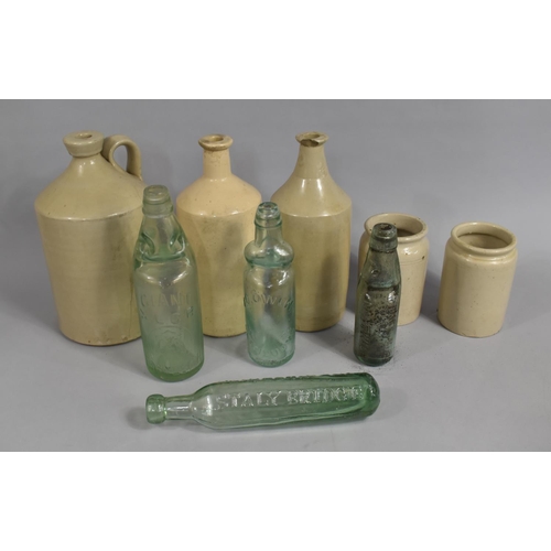 480 - A Collection of various Glass and Stoneware Bottles to comprise Cod Necked Example