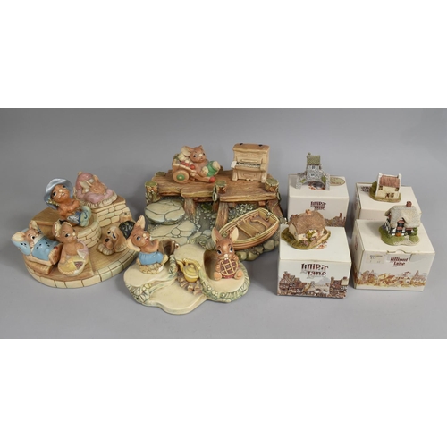 482 - A Collection of various Pendelfin and Pendelfin Stands together with Four Lilliput Lane Cottage Orna... 