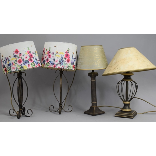 484 - A Pair of Modern Bronzed Table Lamps together with Two Single Examples by Marks and Spencers