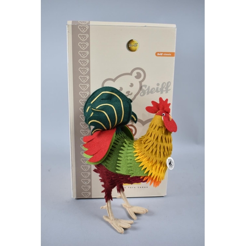 84 - A Boxed Steiff Replica Felt Rooster (1892) 22cms High