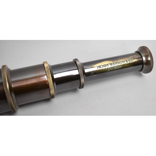 88 - A Reproduction Brass Three Drawer Telescope as Made by Henry Barrow and Co London, Label Inscribed 