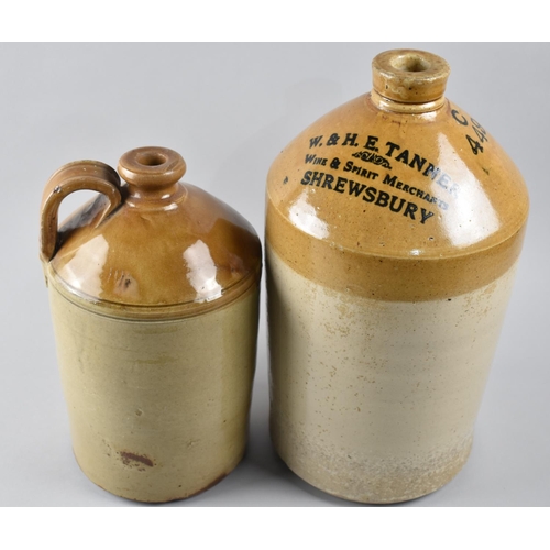 91 - Two Stoneware Vintage Bottles, Largest for W & HE Tanner, Wine and Spirit Merchants, Shrewsbury, 4 G... 