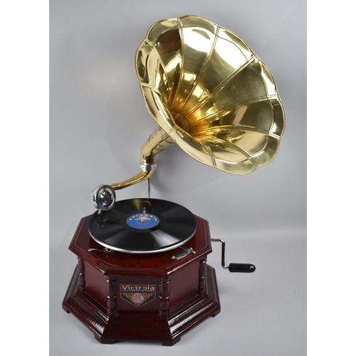 99 - A Reproduction Wind up Gramophone with Brass Trumpet