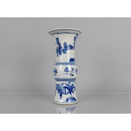 367 - A Chinese Blue and White Yenyen Vase decorated with Seated Officials, Attendants and Scholars, Six C... 