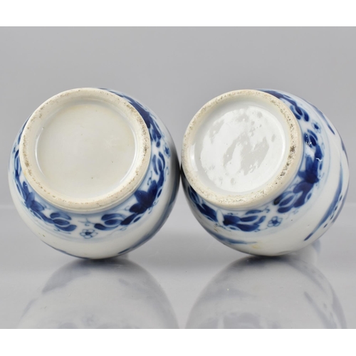 365 - A Pair of 19th Century Chinese Blue and White Bottle Vases decorated with Dignitaries and Figures in... 