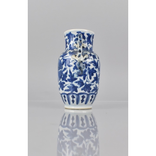 364 - An 18th/19th Century Chinese Blue and White Vase decorated with Central Flower and Foliage, The Neck... 