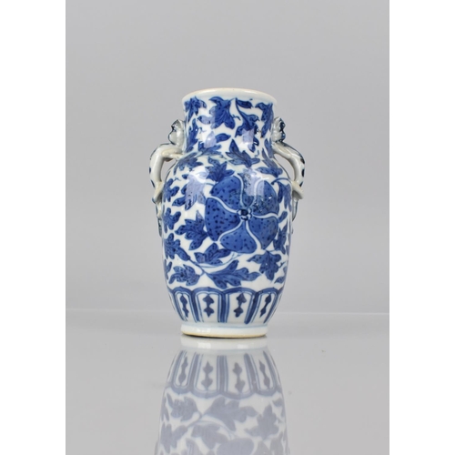 364 - An 18th/19th Century Chinese Blue and White Vase decorated with Central Flower and Foliage, The Neck... 