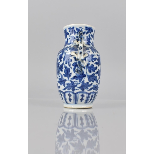 364 - An 18th/19th Century Chinese Blue and White Vase decorated with Central Flower and Foliage, The Neck... 