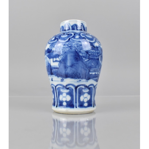 363 - A 19th Century Chinese Blue and White Vase of Baluster From, Decorated with River Village Scene, Ruy... 