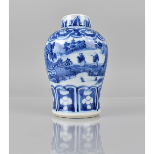 363 - A 19th Century Chinese Blue and White Vase of Baluster From, Decorated with River Village Scene, Ruy... 