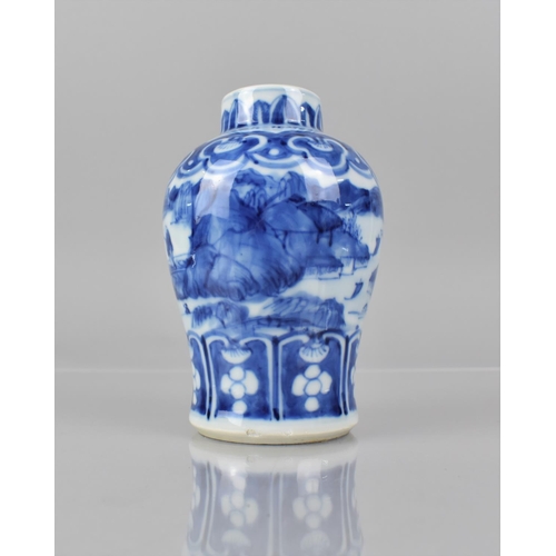 363 - A 19th Century Chinese Blue and White Vase of Baluster From, Decorated with River Village Scene, Ruy... 