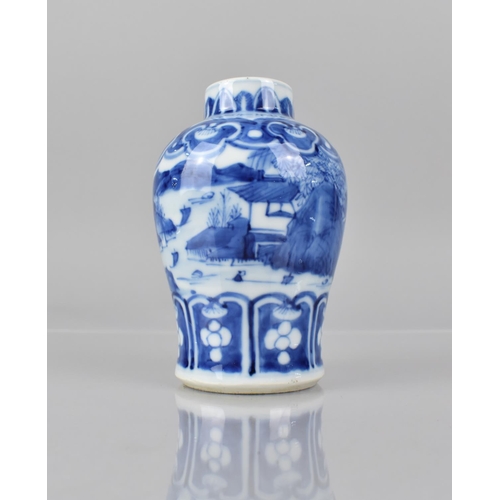 363 - A 19th Century Chinese Blue and White Vase of Baluster From, Decorated with River Village Scene, Ruy... 