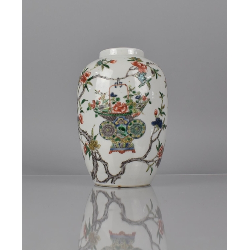 342 - An 18th/19th Century Chinese Jar decorated in the Famille Verte Palette with Running Blossoming Bran... 