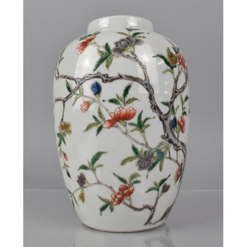 342 - An 18th/19th Century Chinese Jar decorated in the Famille Verte Palette with Running Blossoming Bran... 