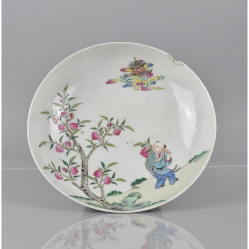 334 - A 19th Century Chinese Porcelain Dish decorated in the Famille Rose Palette with Tree of Peaches and... 