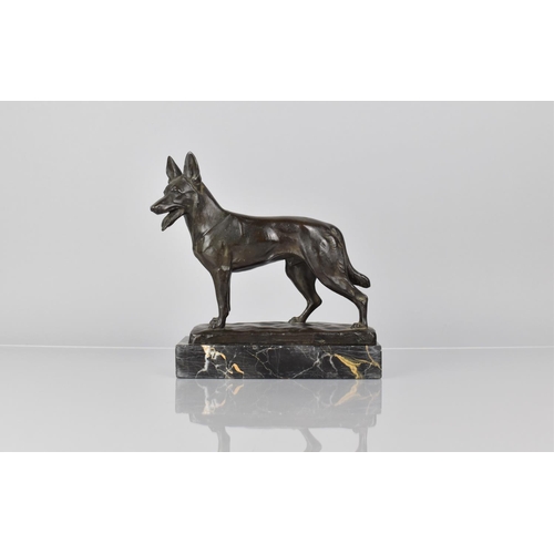 96 - An Early 20th Century German Bronze Study of Alsatian, Foundry Mark Stamp for Brandsetter of Munchen... 