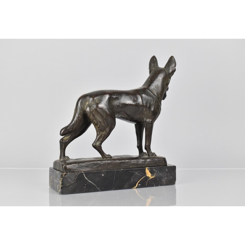 96 - An Early 20th Century German Bronze Study of Alsatian, Foundry Mark Stamp for Brandsetter of Munchen... 