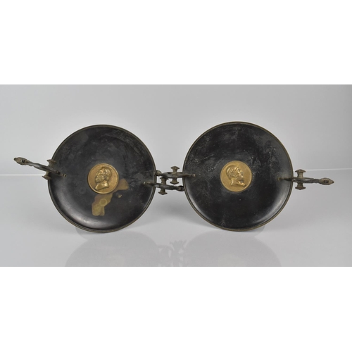 94 - A Pair of Late 19th Century Grand Tour Tazzas with Scrolled Twin Handles and Central Gilt Bronze  Bu... 