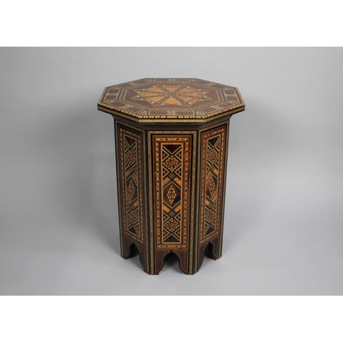 62 - An Intricately Inlaid Octagonal Table or Stand, Probably North Indian, 45cms Diameter