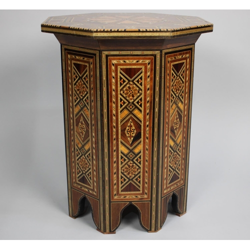 62 - An Intricately Inlaid Octagonal Table or Stand, Probably North Indian, 45cms Diameter