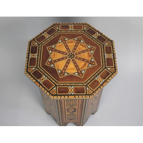 62 - An Intricately Inlaid Octagonal Table or Stand, Probably North Indian, 45cms Diameter