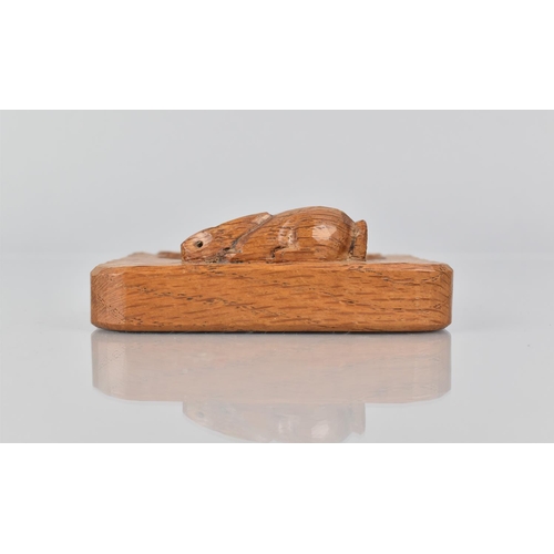 54 - A 'Rabbitman' Oak Ashtray after Peter Heap, Ex Mouseman Craftsman, Driffield c.1971, 10cms Wide