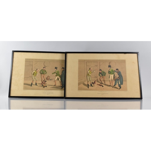 441 - Cock Fighting Interest: A Pair of Coloured Engravings After Alken. Plate 1 and Plate 2, 29x19.5cms