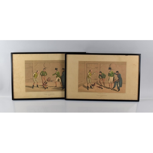 441 - Cock Fighting Interest: A Pair of Coloured Engravings After Alken. Plate 1 and Plate 2, 29x19.5cms