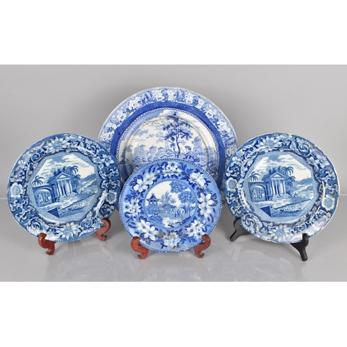 407 - Three 19th Century Blue and White Plates to Comprise a C.1815-42 John Rogers and Son Elephant Patter... 