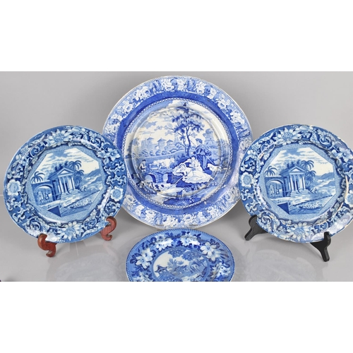 407 - Three 19th Century Blue and White Plates to Comprise a C.1815-42 John Rogers and Son Elephant Patter... 