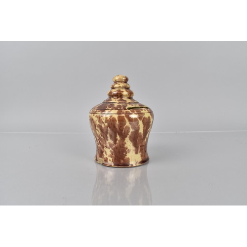 405 - A 19th Century Whieldon Ware Type Money Box in the Form of Pot and Cover with Graduated Turned Finia... 