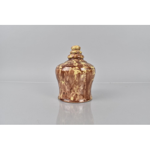 405 - A 19th Century Whieldon Ware Type Money Box in the Form of Pot and Cover with Graduated Turned Finia... 