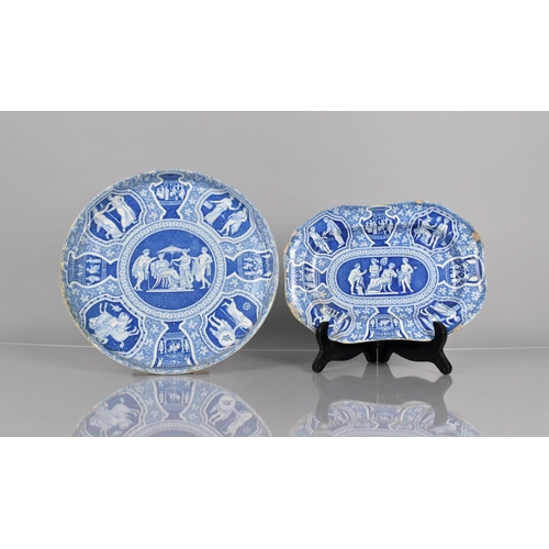 403 - Two Pieces of 19th Century Blue and White Spode, Iphigenia Being Told of Death of Agamemnon Pattern ... 