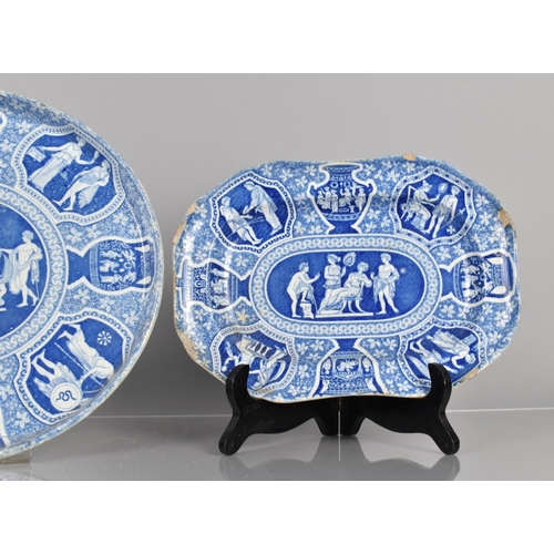 403 - Two Pieces of 19th Century Blue and White Spode, Iphigenia Being Told of Death of Agamemnon Pattern ... 