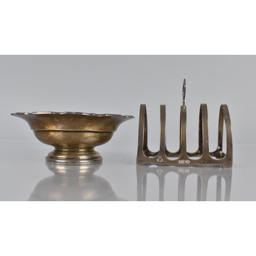 191 - A Silver Bowl by Mappin and Webb, Sheffield Hallmark, Together with a Silver Four Piece Toast Rack b... 