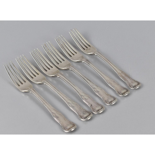 181 - A Set of Six Georgian Silver Kings Pattern Forks by William Eley I and William Fearn, London 1817, 3... 