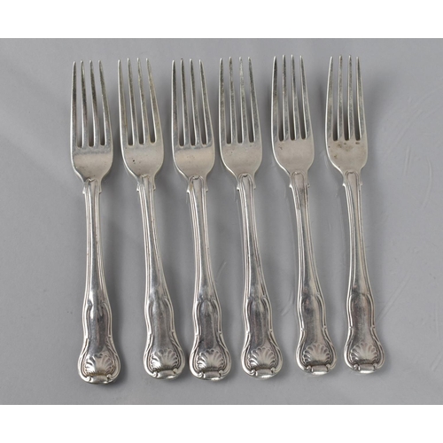 181 - A Set of Six Georgian Silver Kings Pattern Forks by William Eley I and William Fearn, London 1817, 3... 