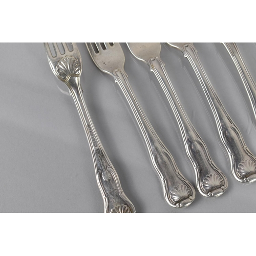 181 - A Set of Six Georgian Silver Kings Pattern Forks by William Eley I and William Fearn, London 1817, 3... 