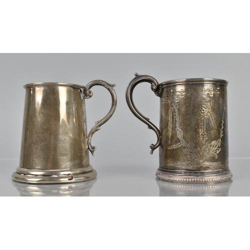 174 - An Early Victorian Silver Tankard with Chased Floral Swag Decoration by Henry Holland, London 1875 H... 