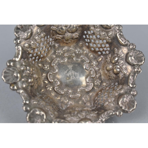 169 - A Late Victorian Silver Dish of Hexagonal Form with Pierced Sides and Shell Scrolled Trim, The Base ... 