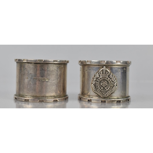 161 - Of Military Interest: A Pair of Late Victorian Silver Regimental Napkin Rings, The Lancashire Fusili... 