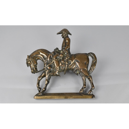 134 - A 19th Century Bronze Doorstop, Mounted Duke of Wellington, 32cms High, Missing Support