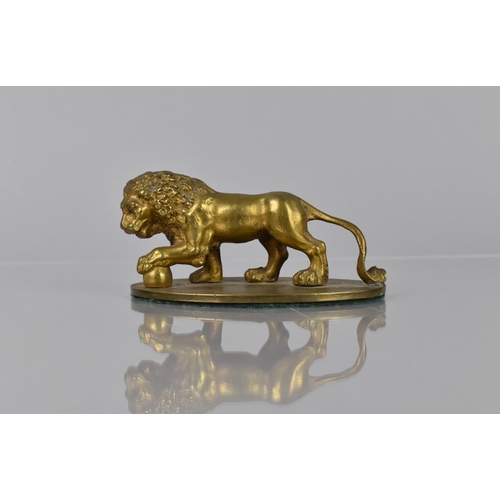 93 - A Gilt Bronze Study of a Medici Lion, Mounted on Oval Base, 11cms Wide and 5cms High