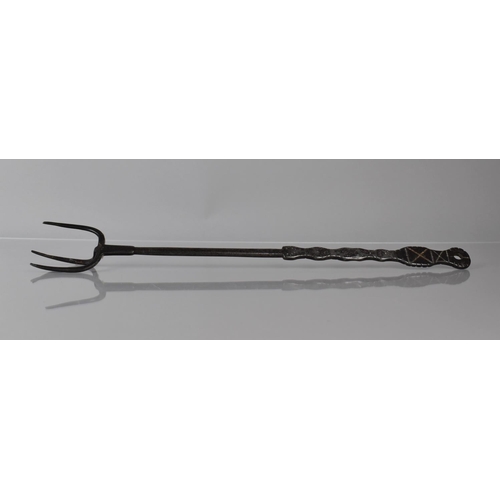 70 - A 18th/19th Century Wrought Iron Triple Tined Lark Braising Fork, 44cms Long