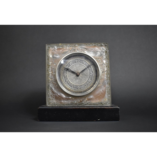 412 - A Lalique Frosted Glass 'Quatre Moineaux Du Japon' (Four Japanese Sparrows) Mantle Clock, Designed c... 